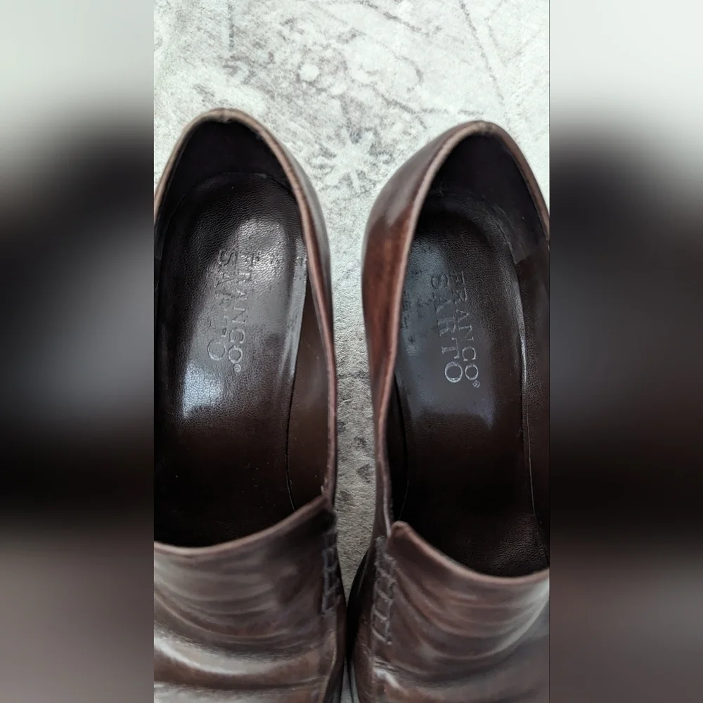 Franco Sarto Leather Shoes Size 7 1/2 M.Made in Brazil .